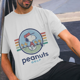 Peanuts Vintage Summer Snoopy Woodstock Golf Swing Retro White T-Shirt
