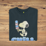 Peanuts Snoopy Chill Ice Cream Summer Cool Vibes Retro  Denim Blue T-Shirt