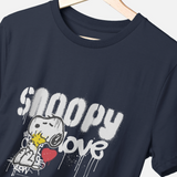 Snoopy Love Spray Paint Graphic Peanuts Navy Blue T-Shirt
