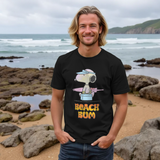 Peanuts Snoopy Beach Bum Retro Summer Holiday Vintage Black T-Shirt