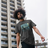 APOH Van Gogh Starry Night Text Charcoal T-Shirt