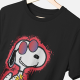 Joe Cool Snoopy Woodstock Graffiti Graphic Black T-Shirt