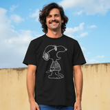 Peanuts Snoopy Joe Cool Stencil Urban Street Art Retro  Black T-Shirt