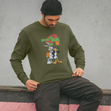 Space Jam Official Bugs & Daffy Graphic Green Sweatshirt