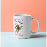 Sicilia Peach Fruity Graphic Print White Mug