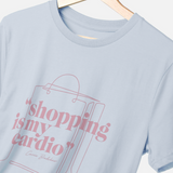 Sex and the City “Shopping Is My Cardio” Sky Blue T-Shirt