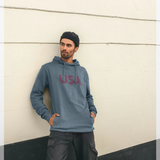 apoh USA Logo Graphic Stone Blue Hoodie