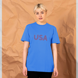 apoh USA Logo Graphic Bright Blue T-Shirt