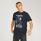 Peanuts Beware of Dog Vintage Graphic Navy Blue T-Shirt