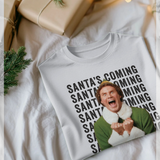 Elf 'Santa's Coming!' Graphic White T-Shirt