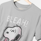 Snoopy Bleah! Comic Style Graphic Peanuts Athletic Grey T-Shirt
