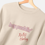 DC Harley Quinn Hey Puddin Love Quote Graphic Oat Sweatshirt