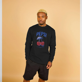 Pepsi Official Vintage Wash Cherry Graphic Black Sweatshirt