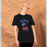 Pepsi Official Vintage Wash Cherry Graphic Black T-Shirt