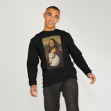 Mona Lisa and Cat Black Sweatshirt