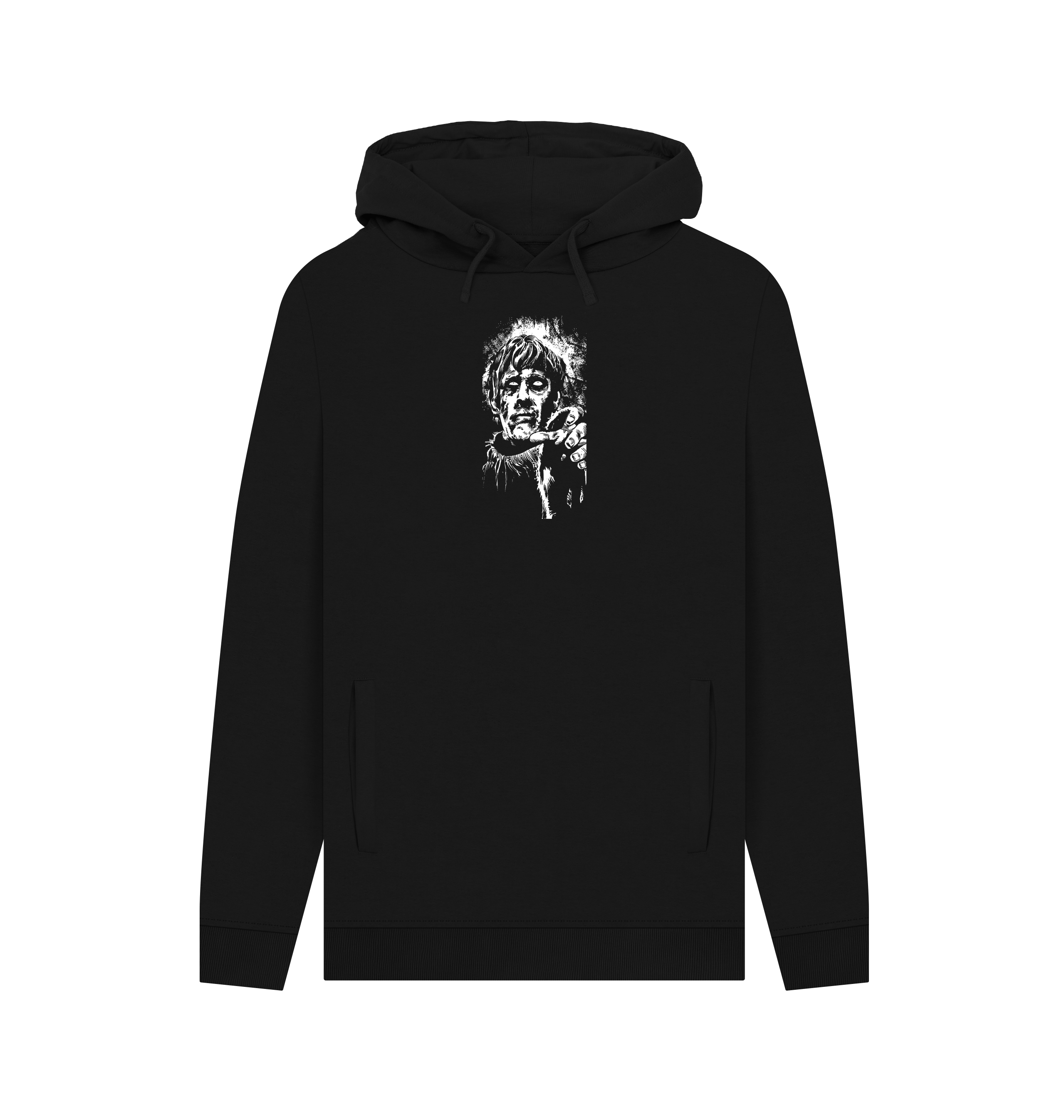Black Printed Hoody Front