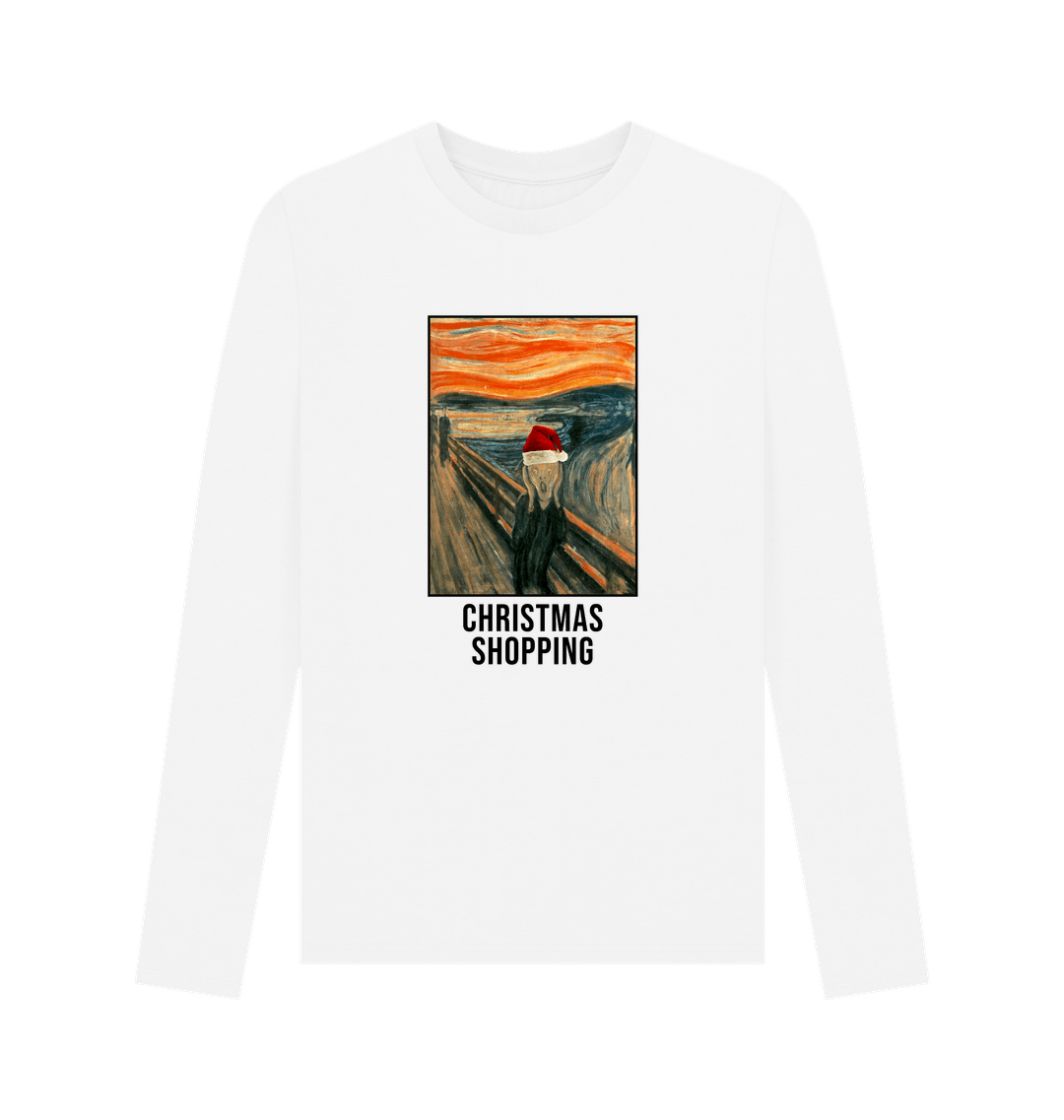 White Printed Long Sleeve T Shirt Front