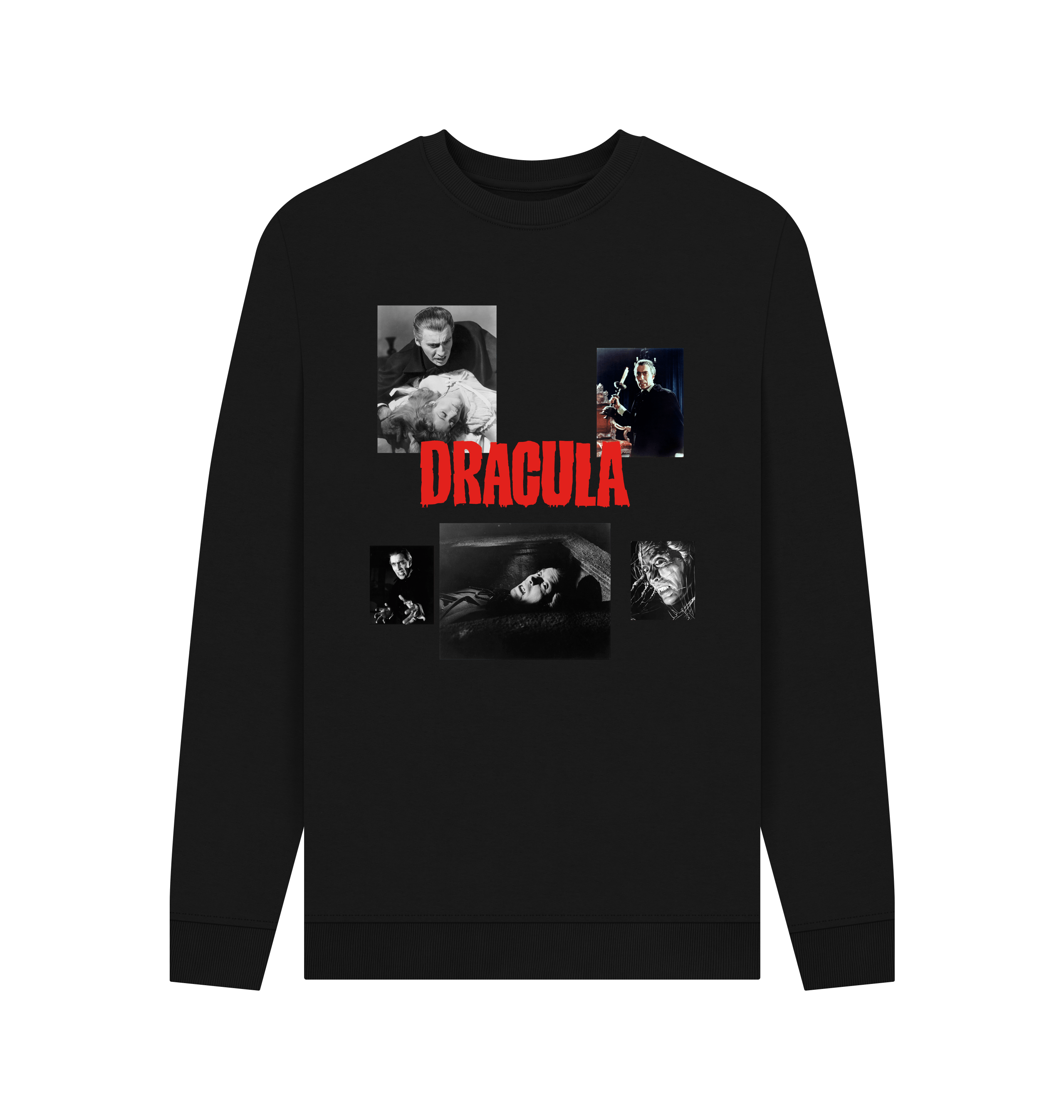 Black Printed Sweater Front