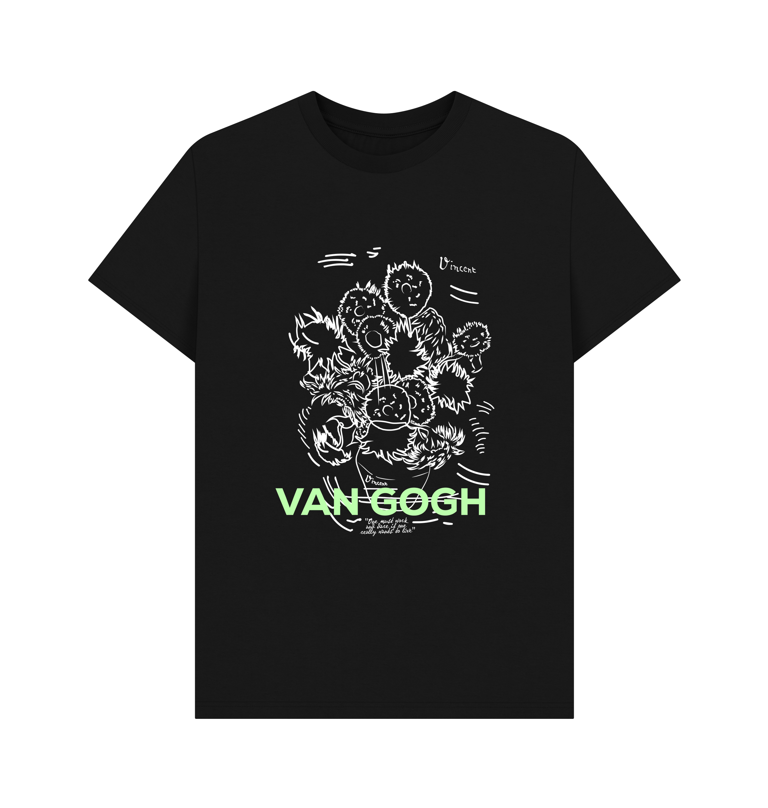 Black Printed T-shirt Front