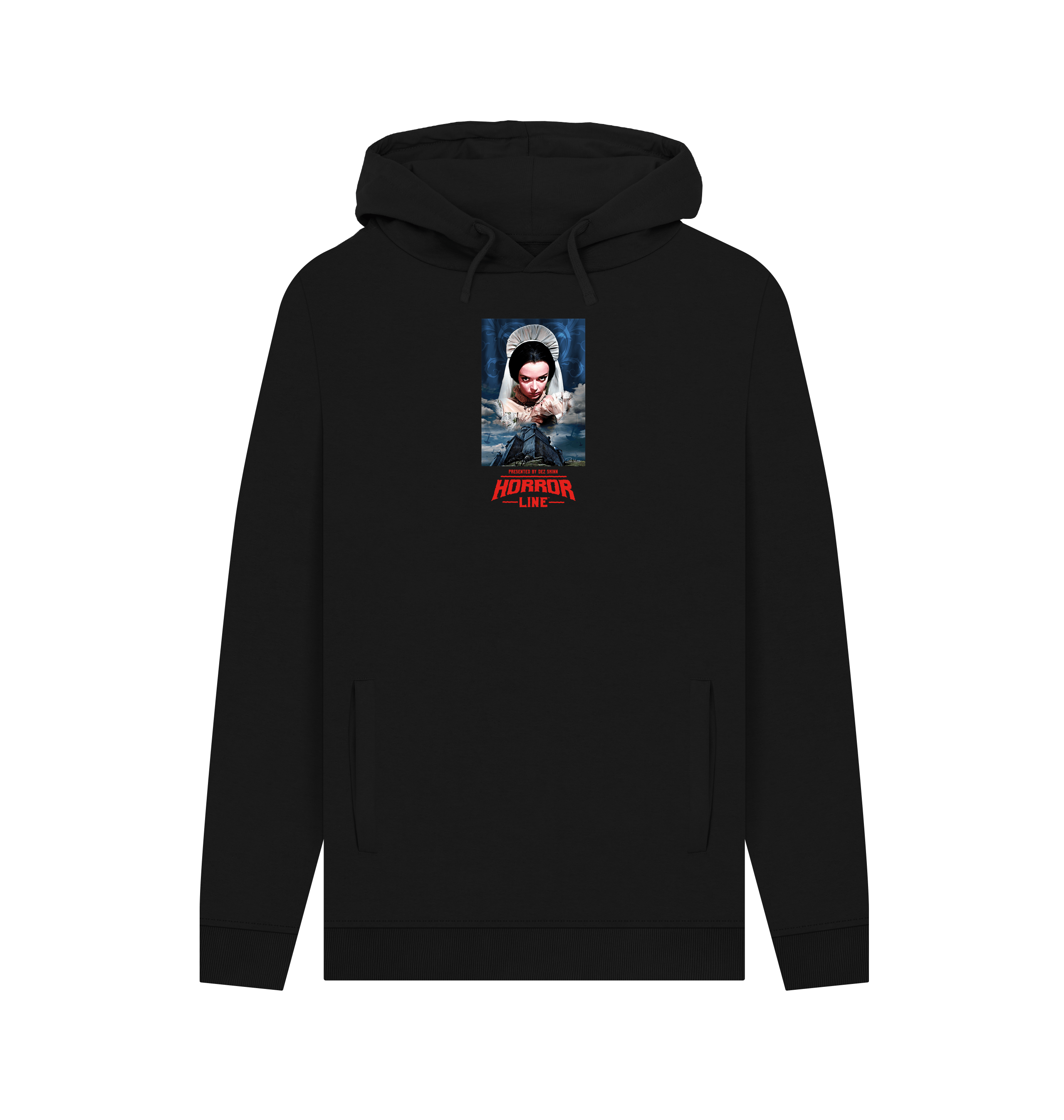Black Printed Hoody Front