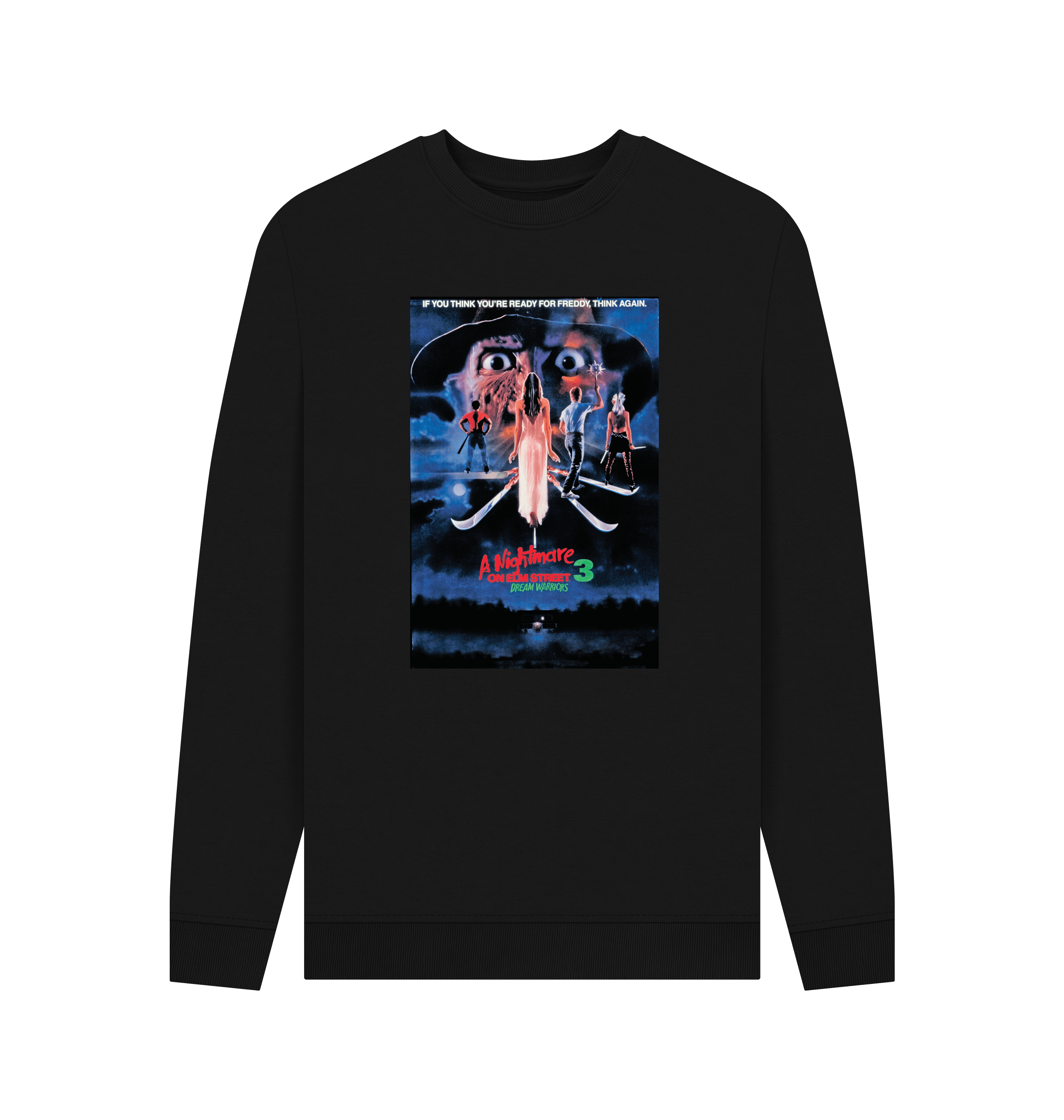 Black Printed Sweater Front