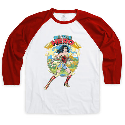 Wonder Woman Be The Hero Baseball T-Shirt Red