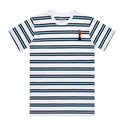 Feathers McGraw Silent Villain Stripe T-Shirt - Navy/White