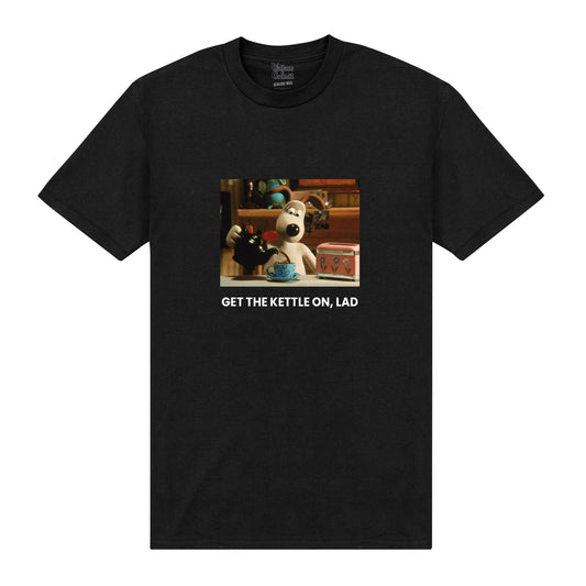 'Get The Kettle On Lad' Gromit Black T-Shirt