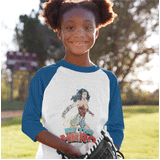 Wonder Woman Be The Hero Baseball T-Shirt Blue